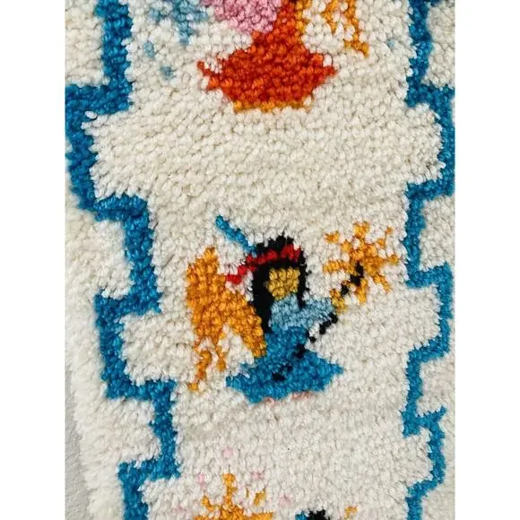 Vintage Ted DeGrazia Finished Latch Hook 4 Angels Lighting Sundance Wall Hanging